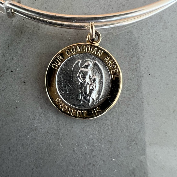 Alex and Ani Our Guardian Angel Two Tone 925 Silver Charm Bracelet Bangle - Picture 4 of 7